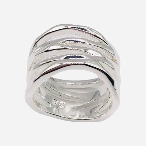 Premier Designs "Down To The Wire" Silver Ring Size 7.5 - Picture 2 of 5